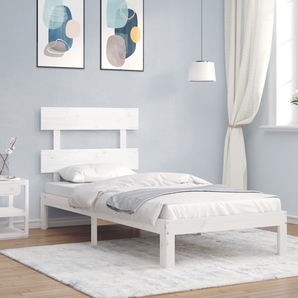 Cadre de lit sans matelas blanc 90x200 cm bois de pin massif - XIOS