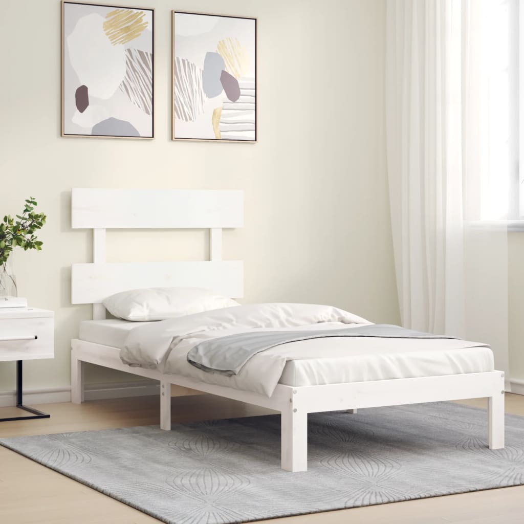 Cadre de lit sans matelas blanc 100x200 cm bois de pin massif - XIOS