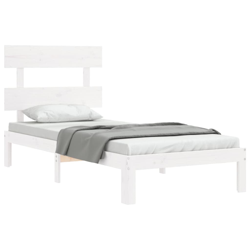 Cadre de lit sans matelas blanc 100x200 cm bois de pin massif - XIOS