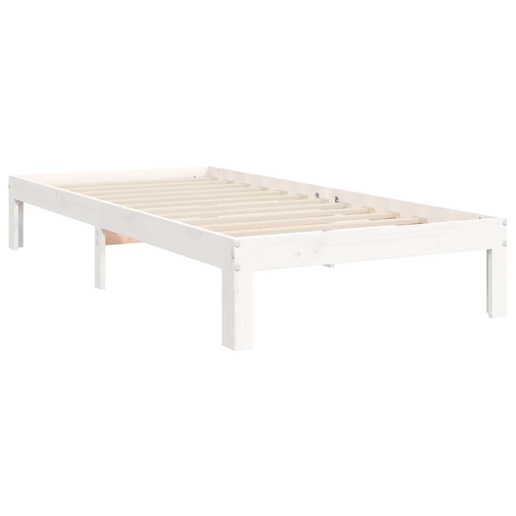 Cadre de lit sans matelas blanc 100x200 cm bois de pin massif - XIOS
