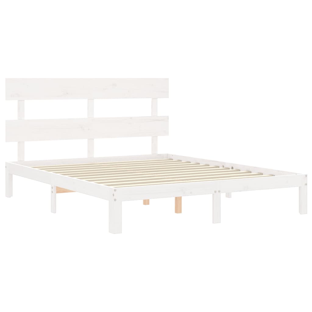 Cadre de lit sans matelas blanc 160x200 cm bois de pin massif - XIOS