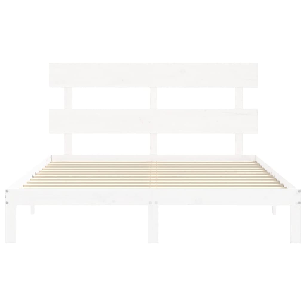 Cadre de lit sans matelas blanc 160x200 cm bois de pin massif - XIOS