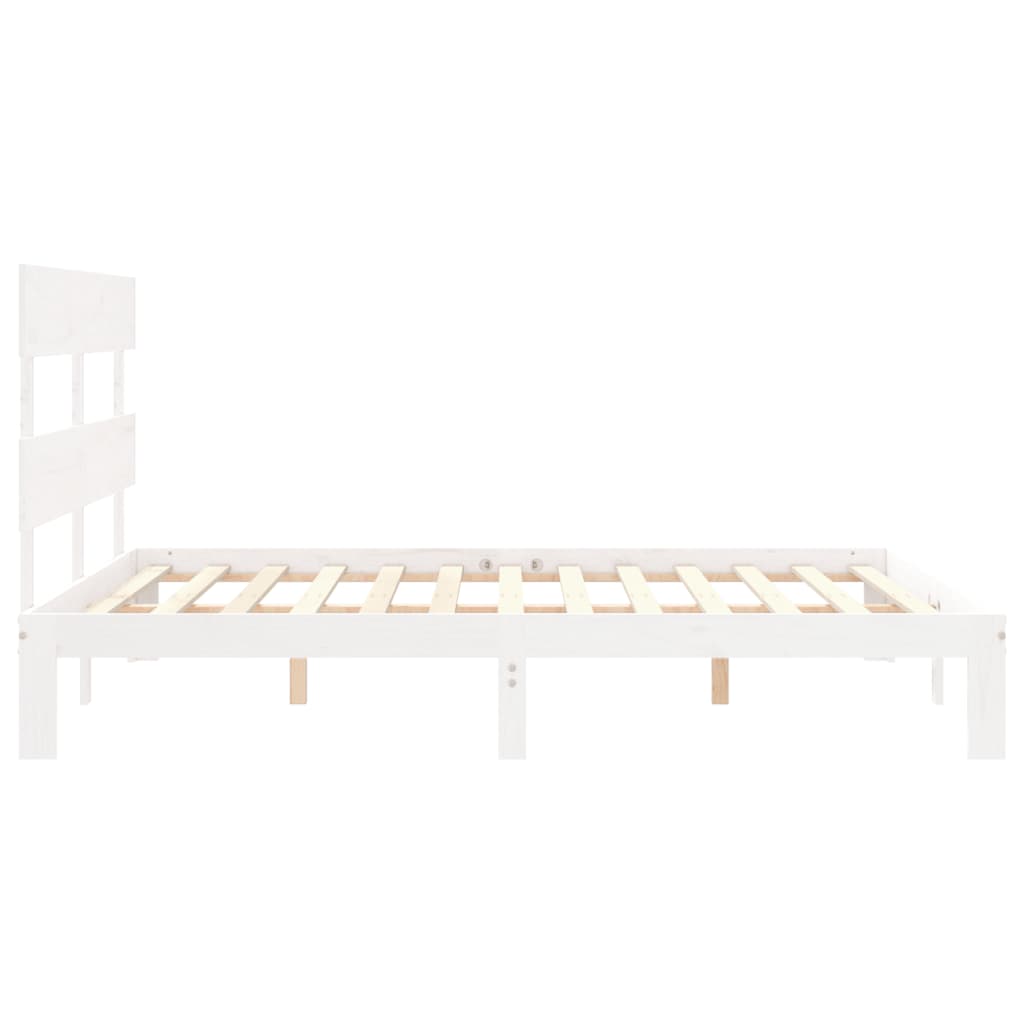 Cadre de lit sans matelas blanc 160x200 cm bois de pin massif - XIOS