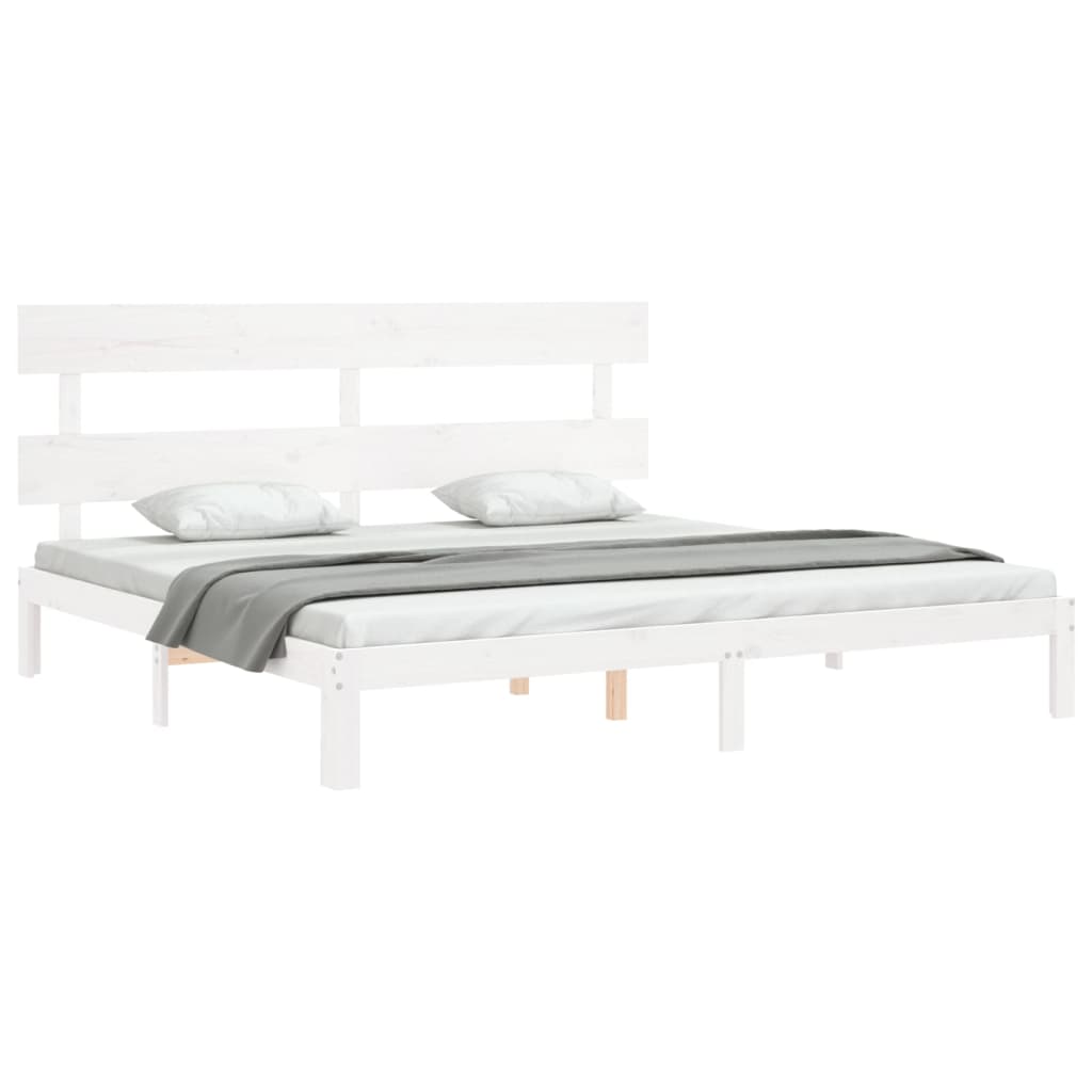 Cadre de lit sans matelas blanc bois massif de pin - XIOS