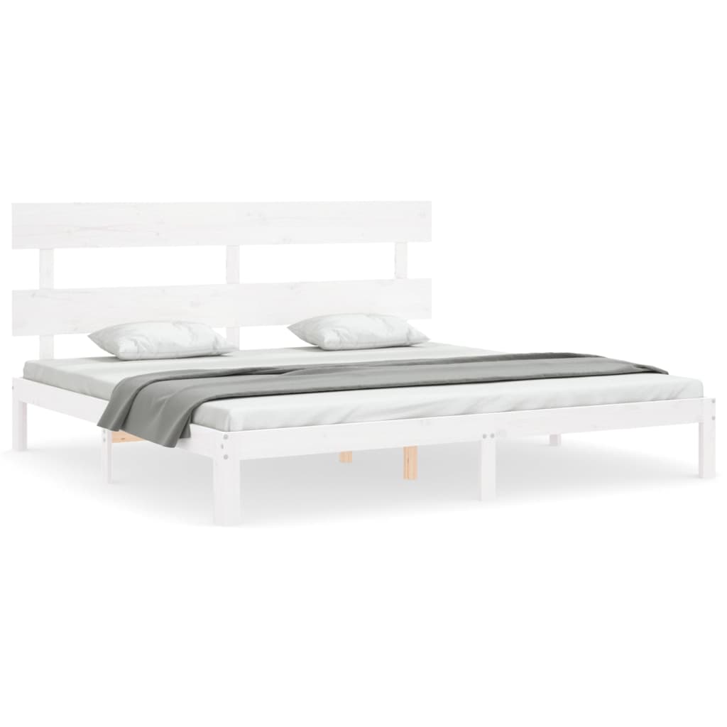 Cadre de lit sans matelas blanc 200x200 cm bois massif de pin - XIOS