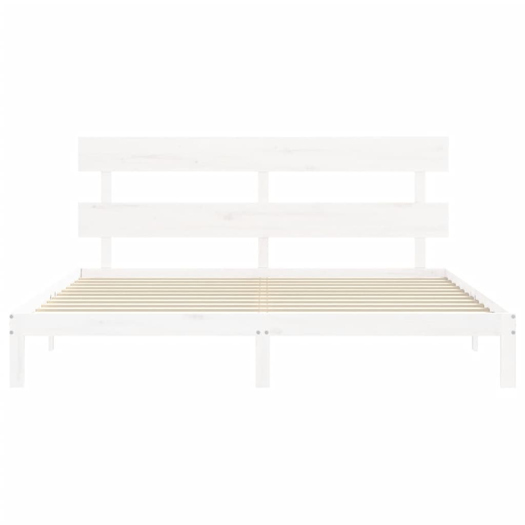 Cadre de lit sans matelas blanc 200x200 cm bois massif de pin - XIOS
