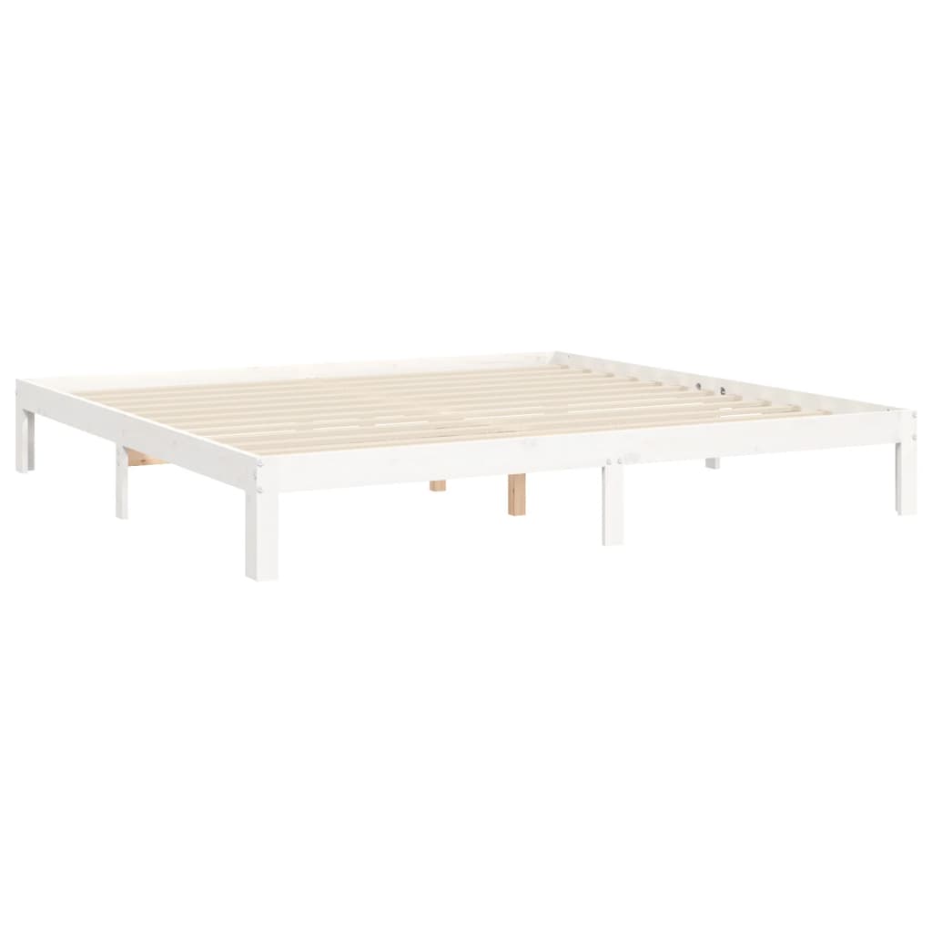 Cadre de lit sans matelas blanc 200x200 cm bois massif de pin - XIOS
