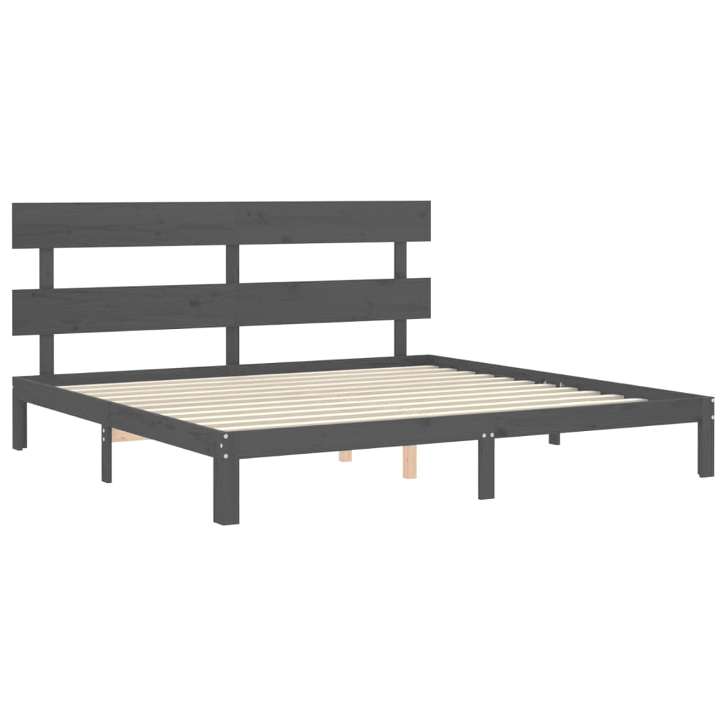 Cadre de lit sans matelas gris 200x200 cm bois massif de pin - XIOS