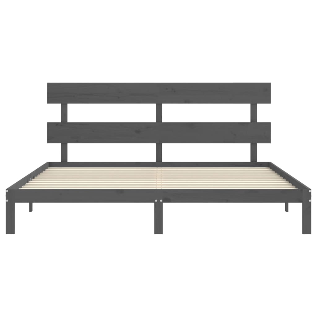 Cadre de lit sans matelas gris 200x200 cm bois massif de pin - XIOS