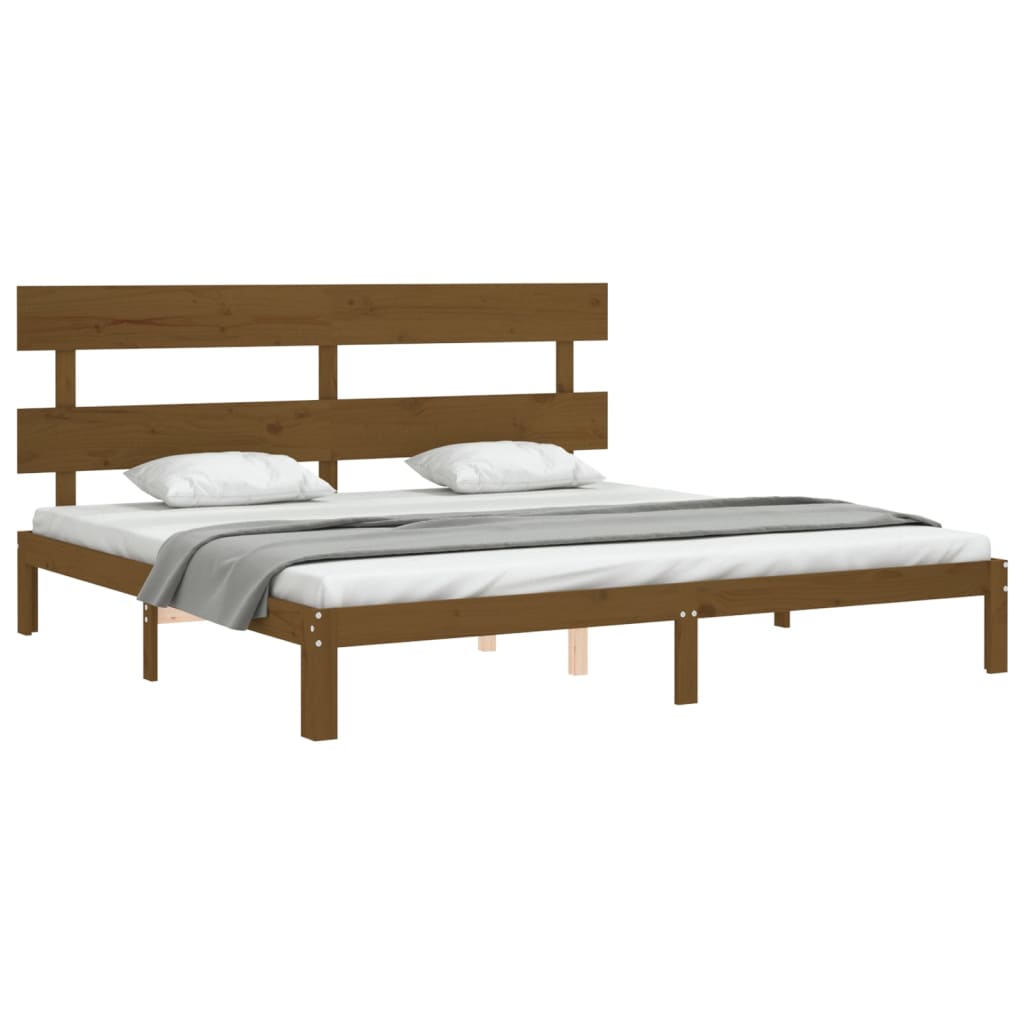 Cadre de lit sans matelas marron miel 200x200cm bois pin massif - XIOS