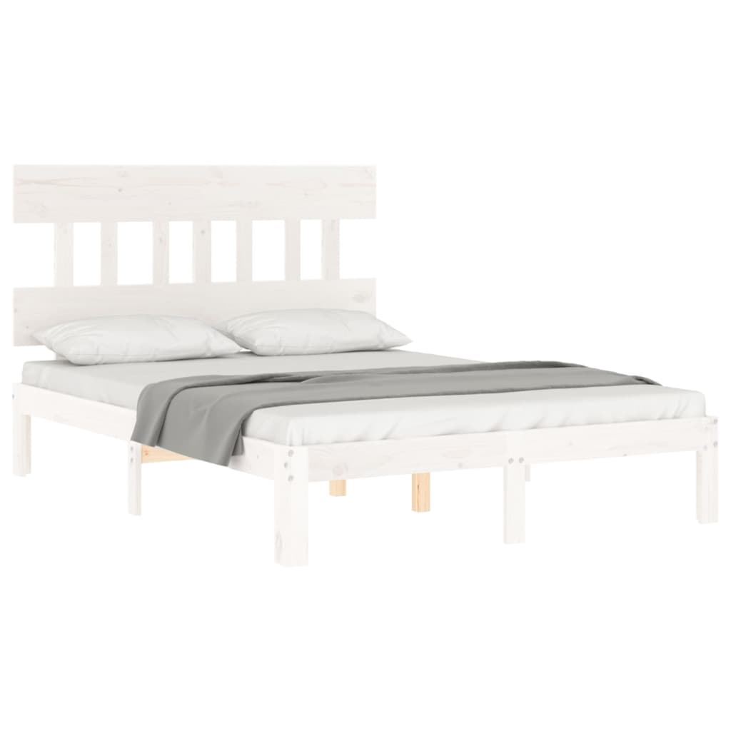 Cadre de lit sans matelas blanc bois de pin massif - XIOS