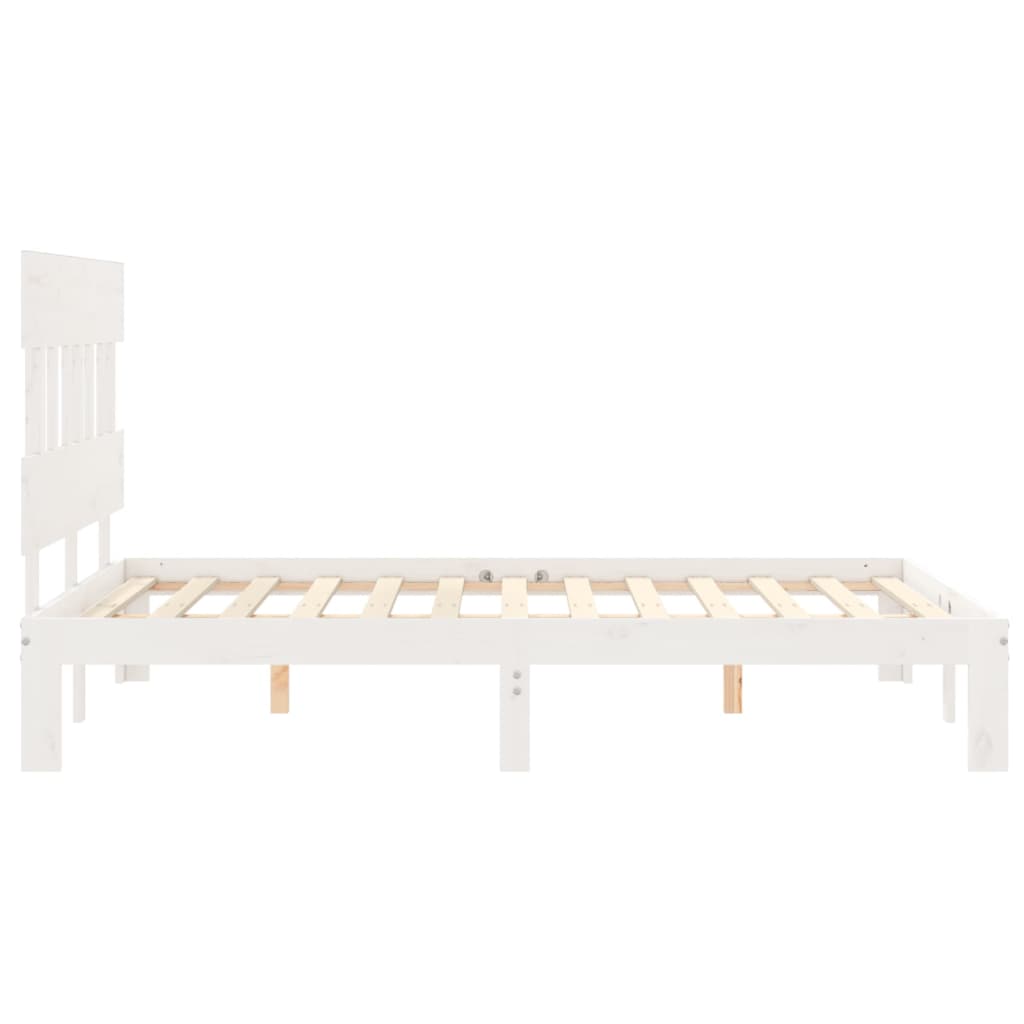 Cadre de lit sans matelas blanc bois de pin massif - XIOS
