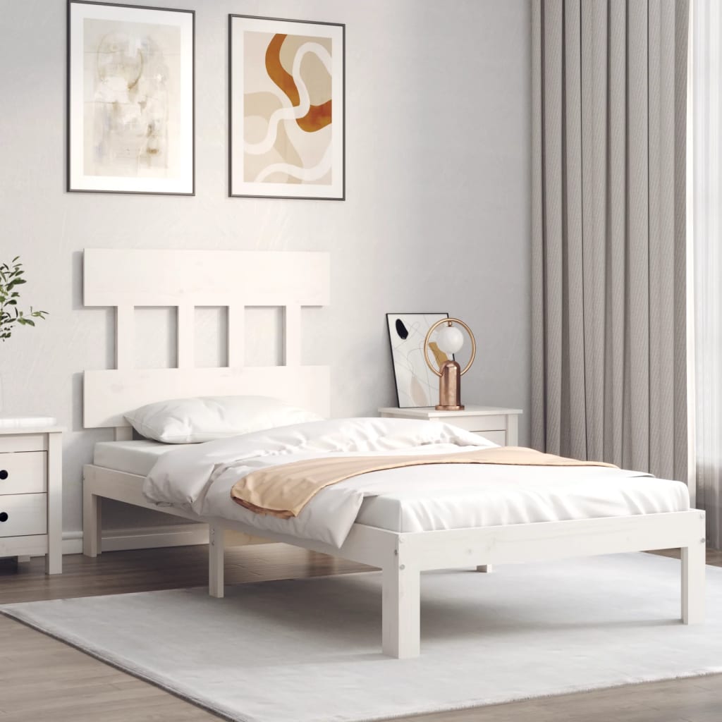 Cadre de lit sans matelas blanc 100x200 cm bois de pin massif - XIOS
