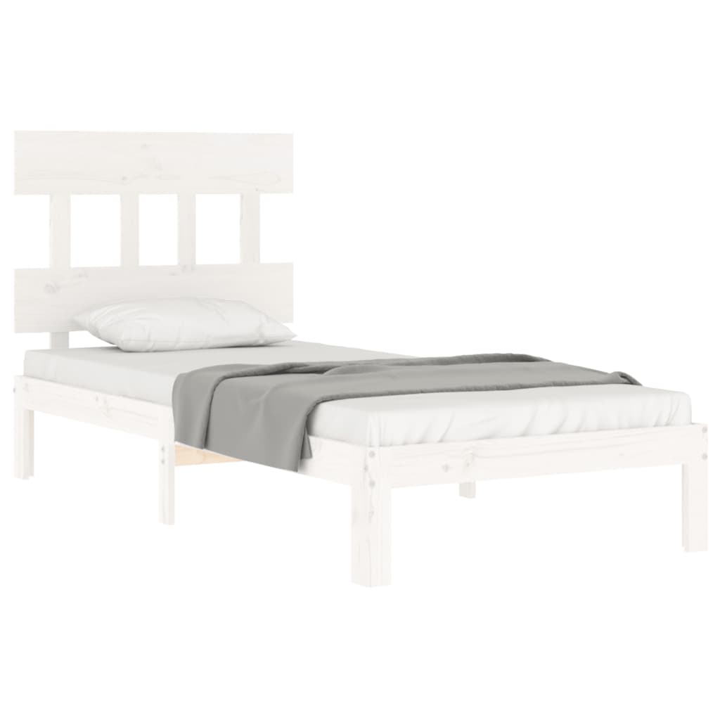 Cadre de lit sans matelas blanc 100x200 cm bois de pin massif - XIOS