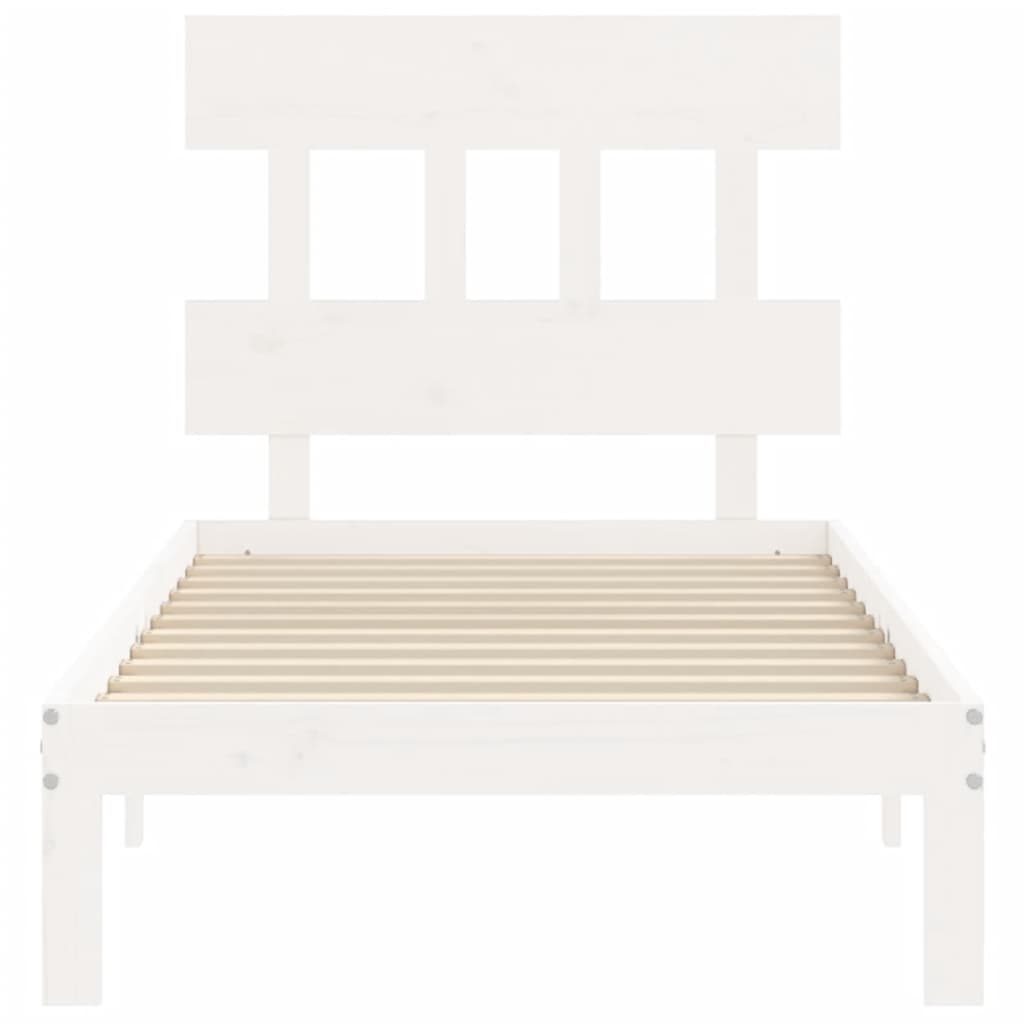 Cadre de lit sans matelas blanc 100x200 cm bois de pin massif - XIOS