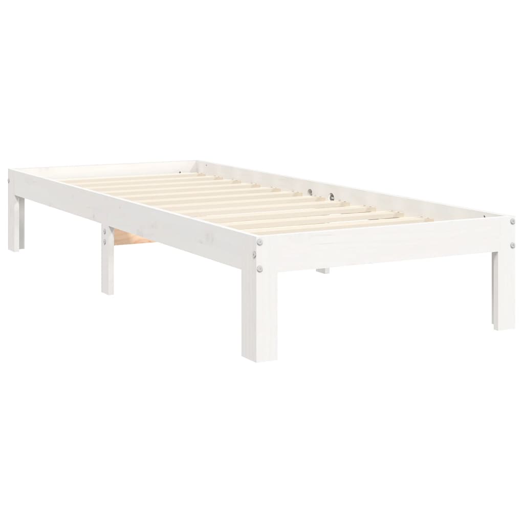 Cadre de lit sans matelas blanc 100x200 cm bois de pin massif - XIOS
