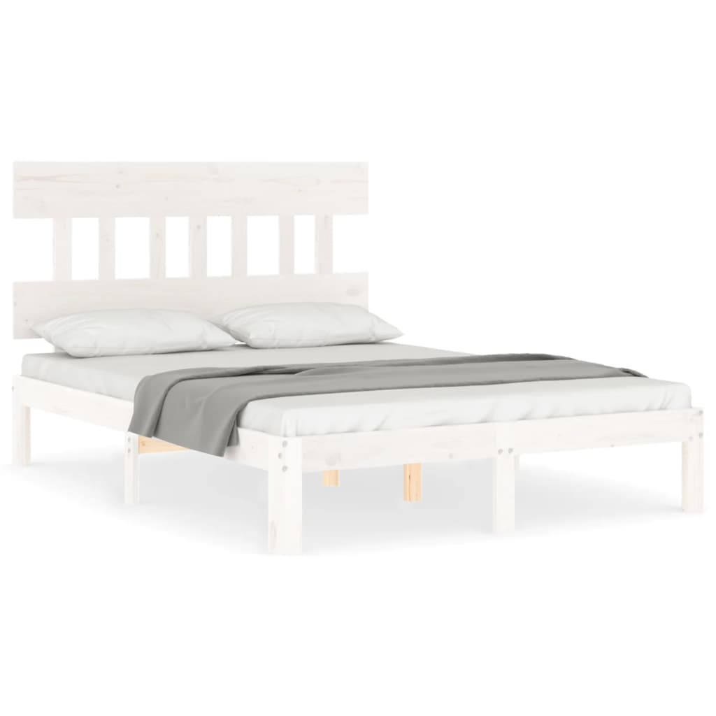 Cadre de lit sans matelas blanc 140x200 cm bois de pin massif - XIOS