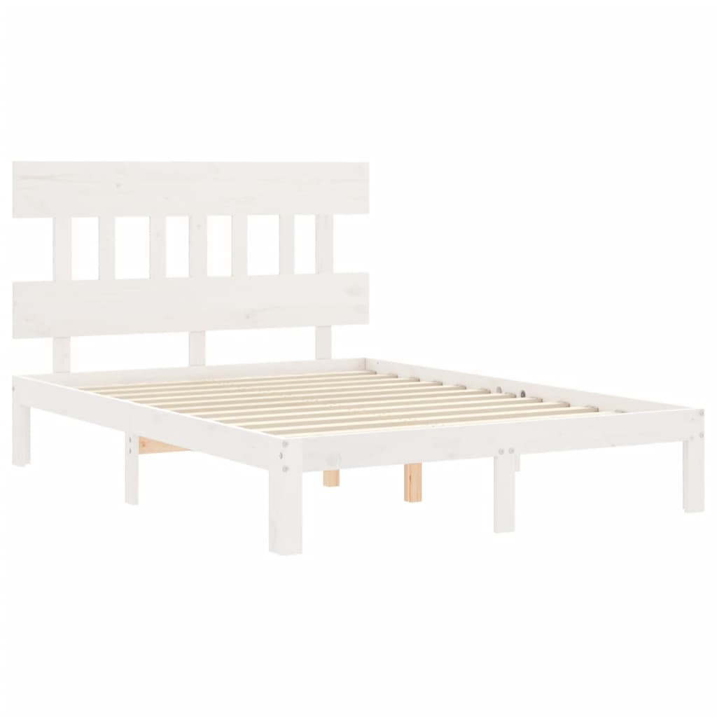 Cadre de lit sans matelas blanc 140x200 cm bois de pin massif - XIOS