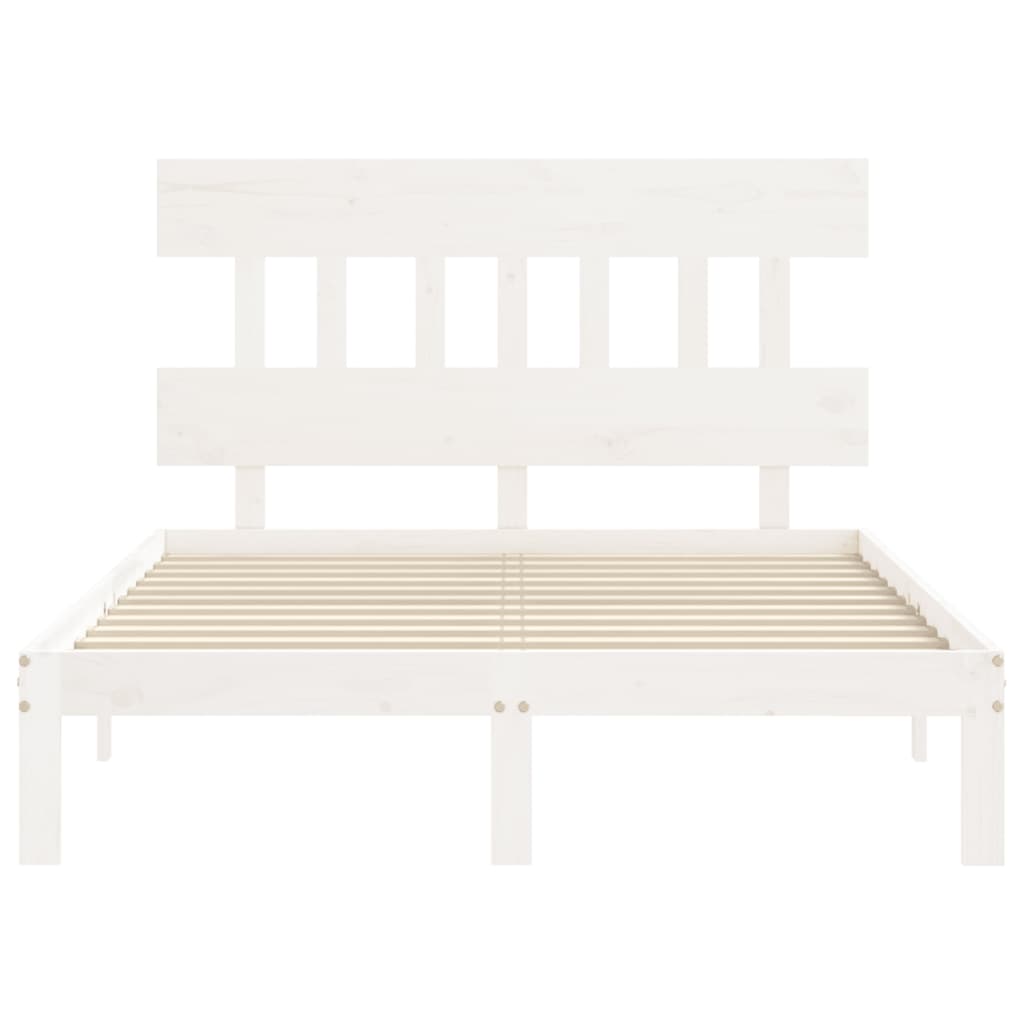Cadre de lit sans matelas blanc 140x200 cm bois de pin massif - XIOS