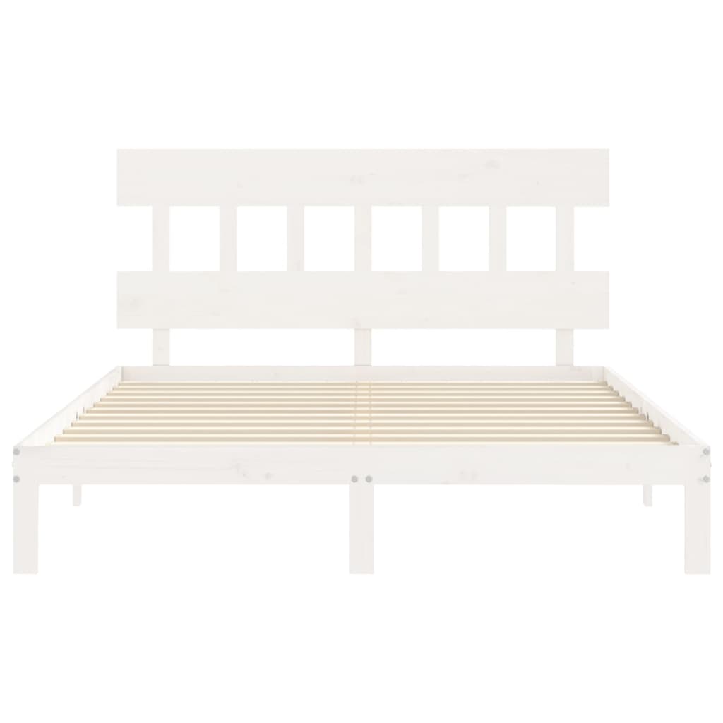 Cadre de lit sans matelas blanc 160x200 cm bois de pin massif - XIOS