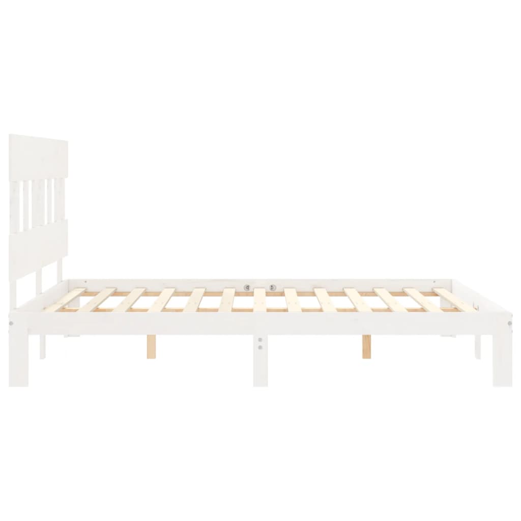 Cadre de lit sans matelas blanc 160x200 cm bois de pin massif - XIOS