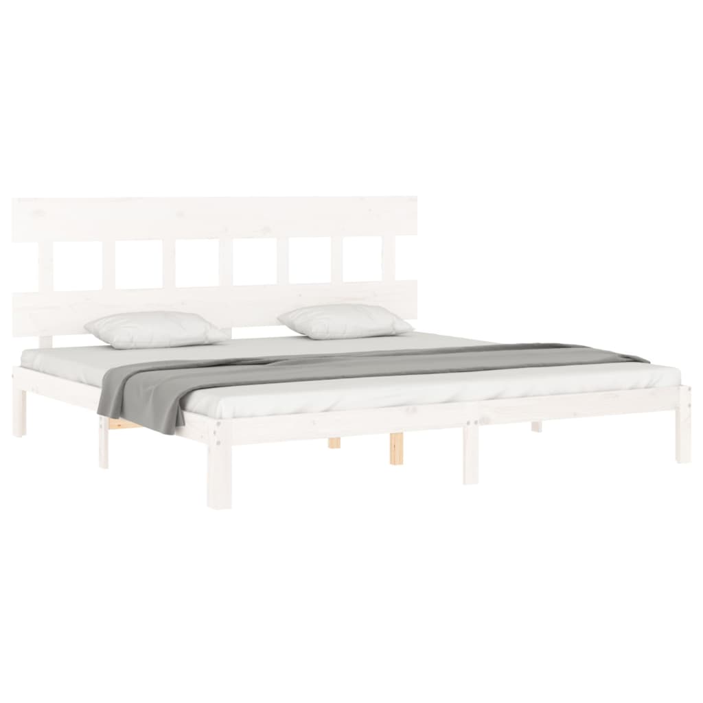 Cadre de lit sans matelas blanc 200x200 cm bois massif de pin - XIOS