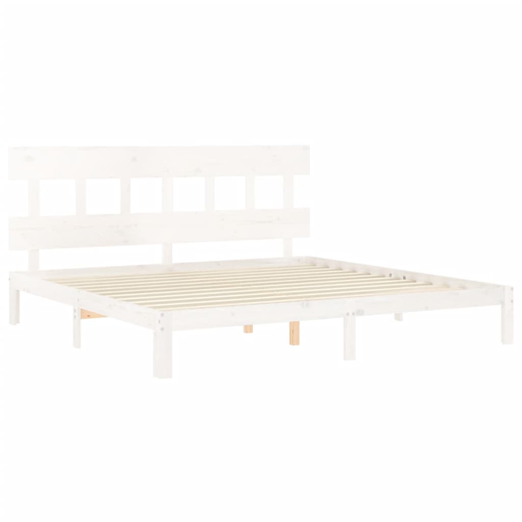 Cadre de lit sans matelas blanc 200x200 cm bois massif de pin - XIOS