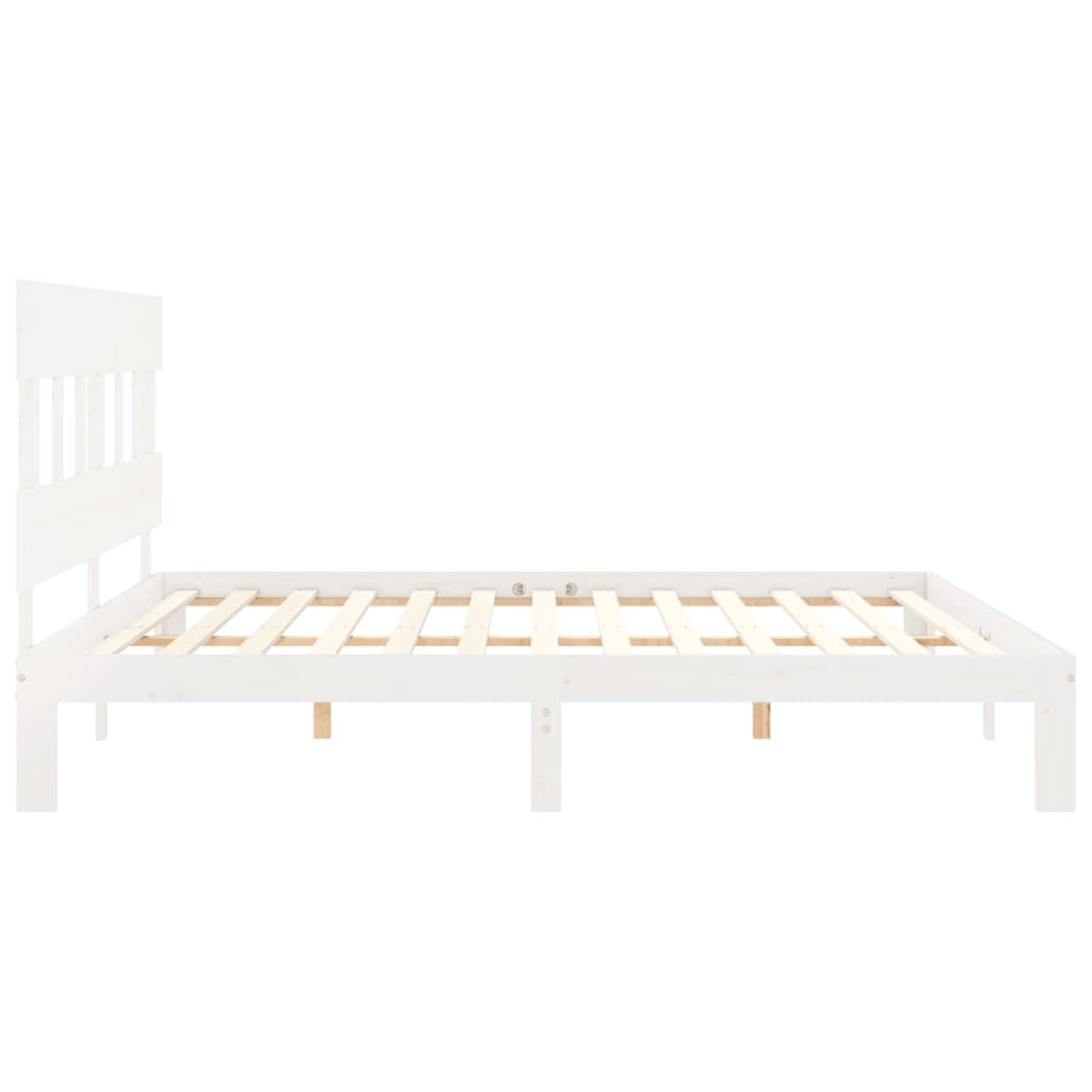 Cadre de lit sans matelas blanc 200x200 cm bois massif de pin - XIOS