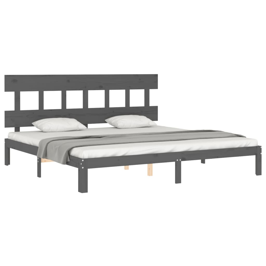 Cadre de lit sans matelas gris 200x200 cm bois massif de pin - XIOS