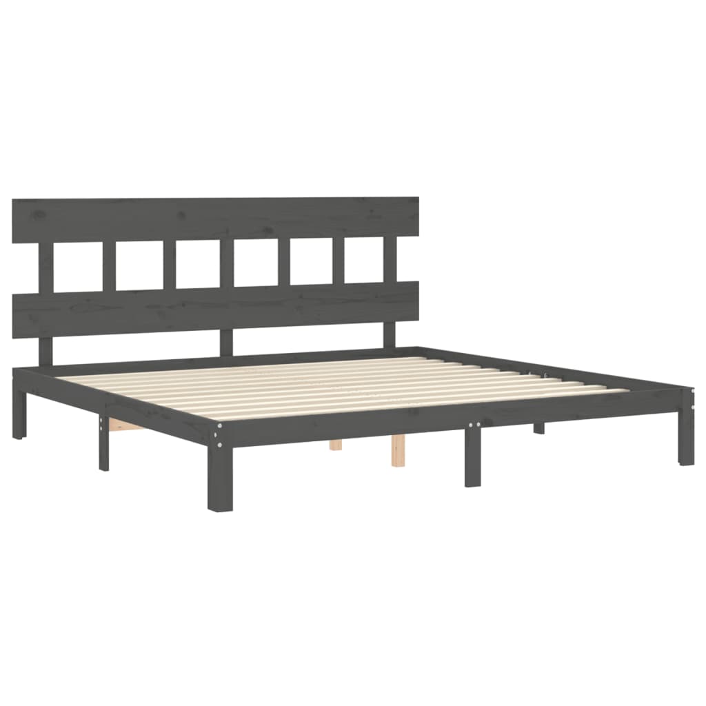 Cadre de lit sans matelas gris 200x200 cm bois massif de pin - XIOS