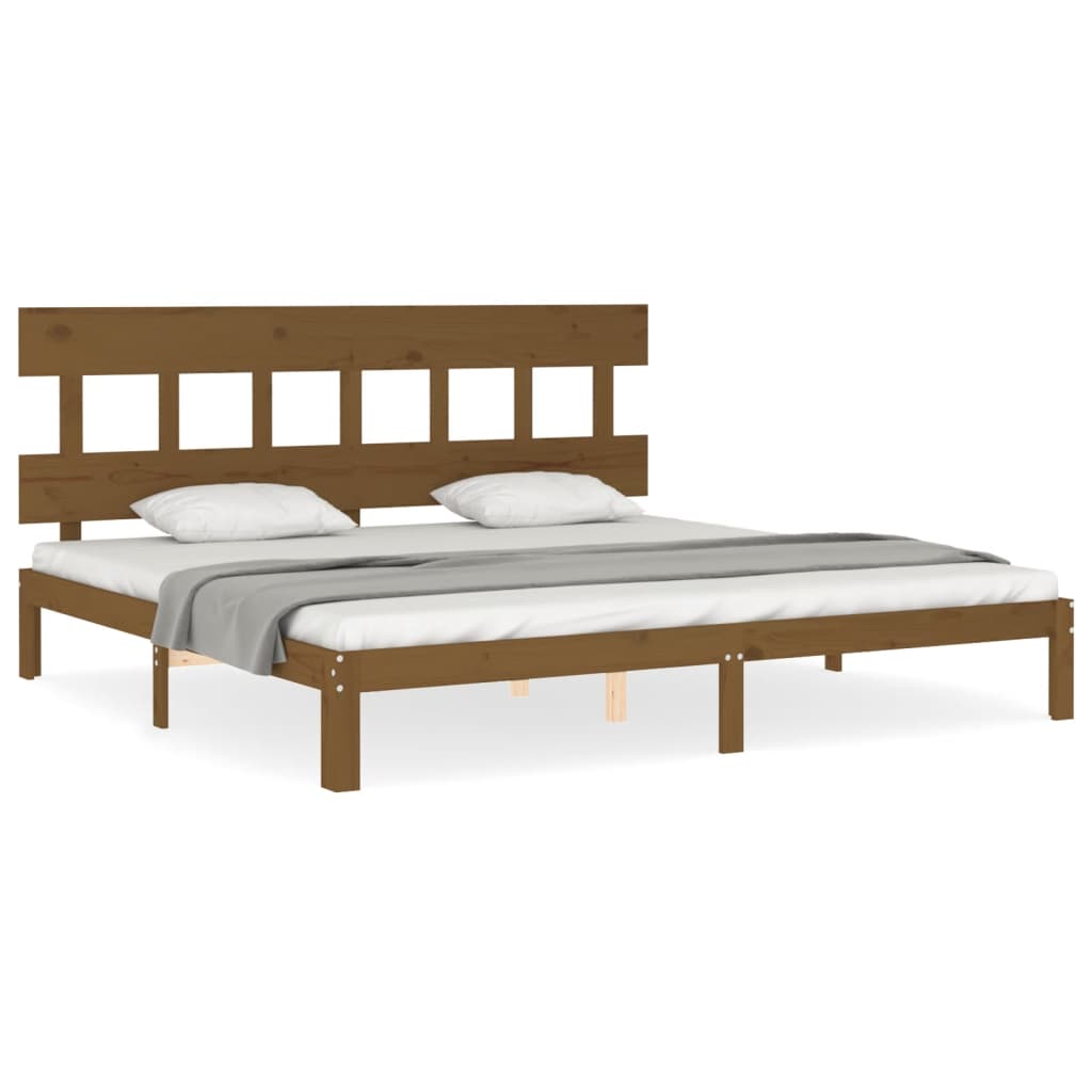 Cadre de lit sans matelas marron miel 200x200cm bois pin massif - XIOS
