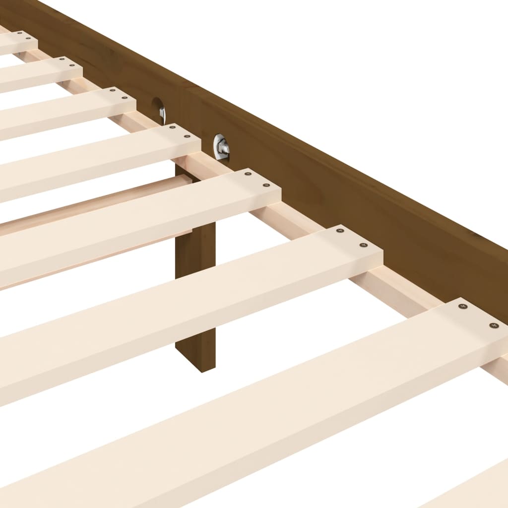 Cadre de lit sans matelas marron miel 200x200cm bois pin massif - XIOS