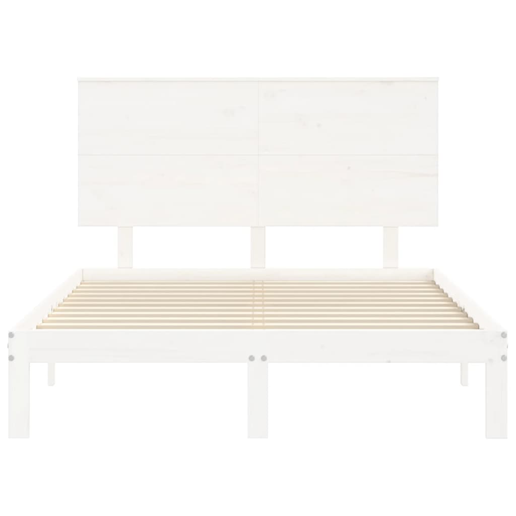 Cadre de lit sans matelas blanc bois de pin massif - XIOS