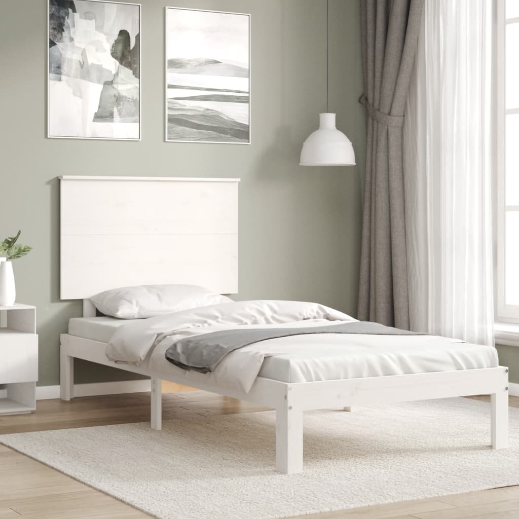 Cadre de lit sans matelas blanc 90x200 cm bois de pin massif - XIOS