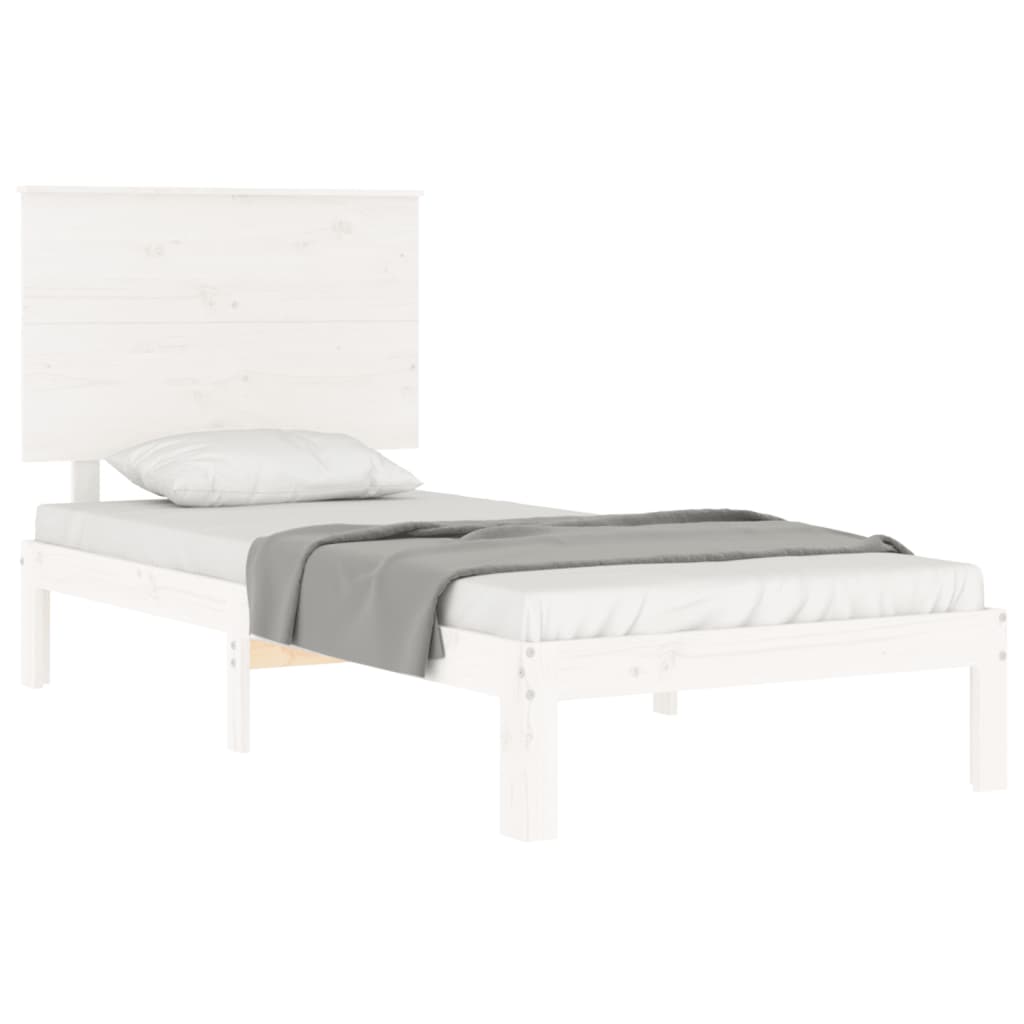 Cadre de lit sans matelas blanc 90x200 cm bois de pin massif - XIOS