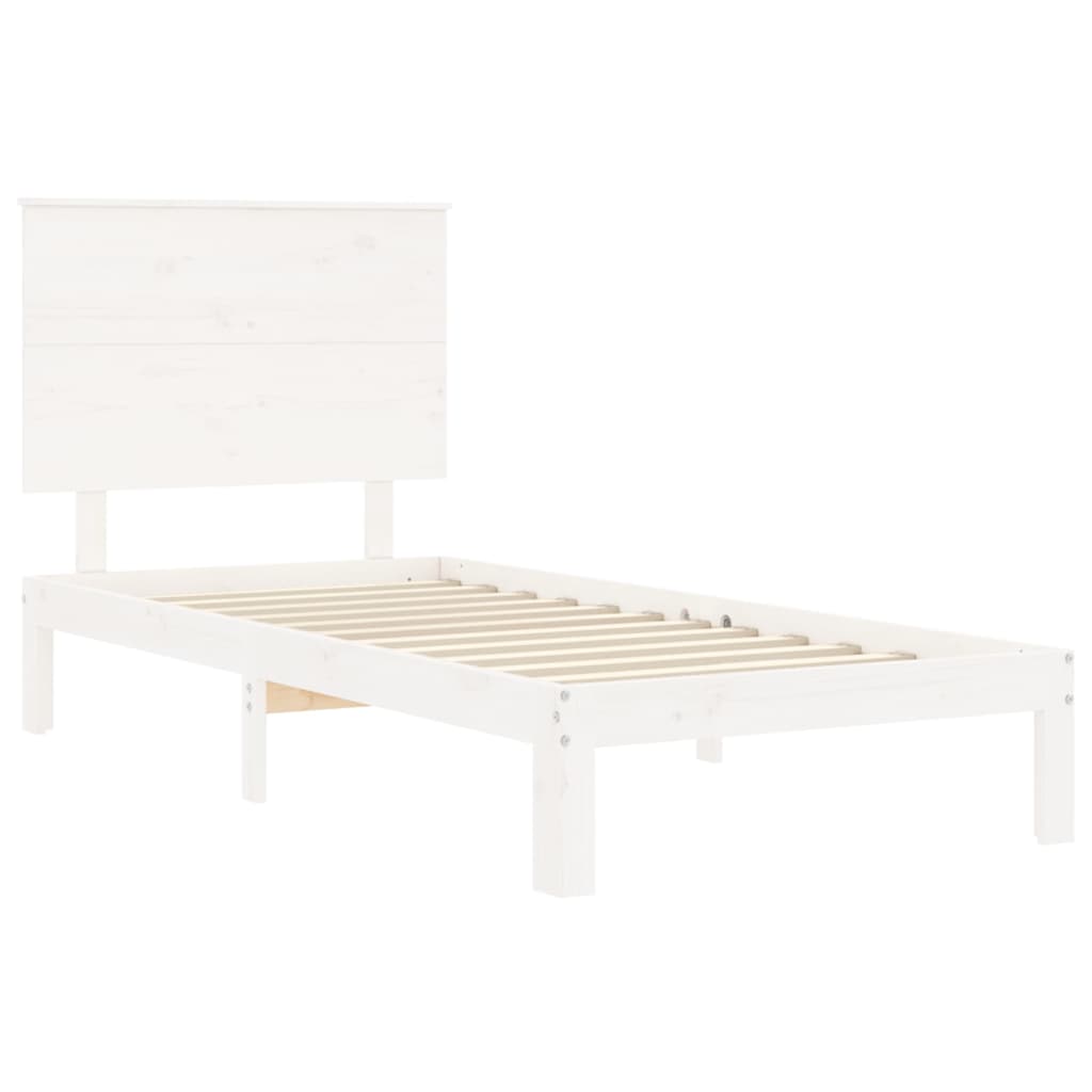 Cadre de lit sans matelas blanc 90x200 cm bois de pin massif - XIOS
