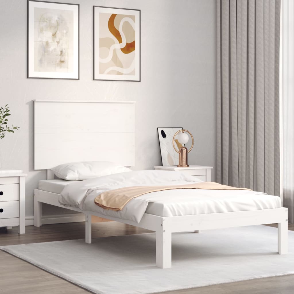 Cadre de lit sans matelas blanc 90x200 cm bois de pin massif - XIOS