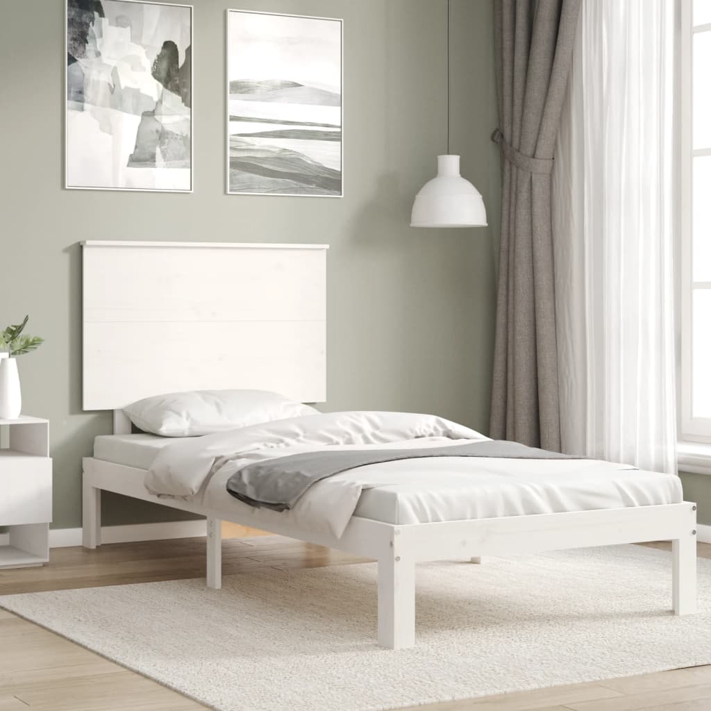 Cadre de lit sans matelas blanc 100x200 cm bois de pin massif - XIOS