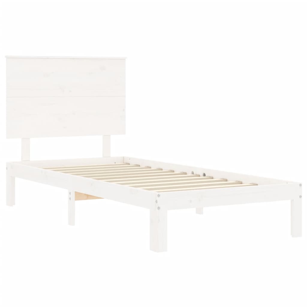 Cadre de lit sans matelas blanc 100x200 cm bois de pin massif - XIOS