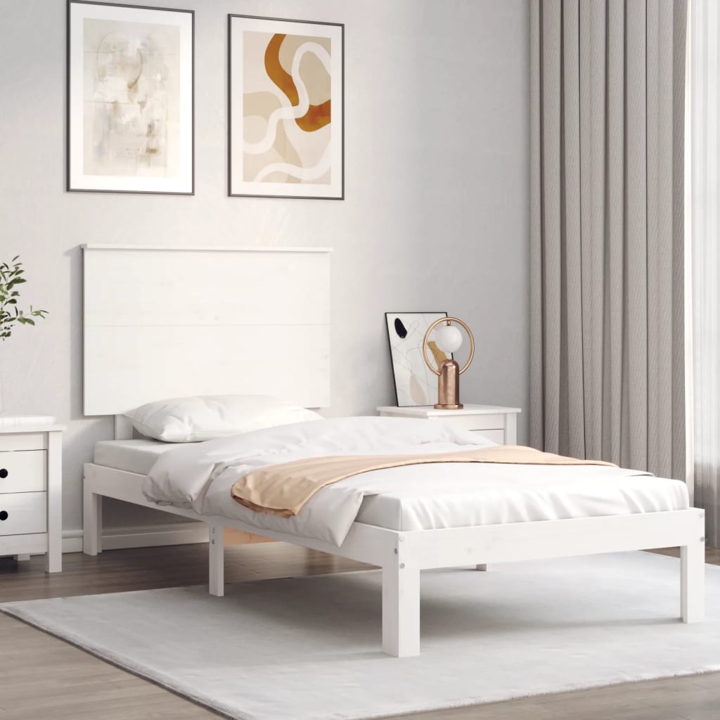 Cadre de lit sans matelas blanc 100x200 cm bois de pin massif - XIOS