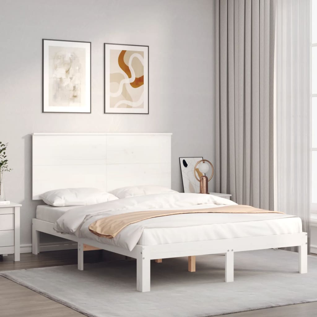 Cadre de lit sans matelas blanc 120x200 cm bois de pin massif - XIOS
