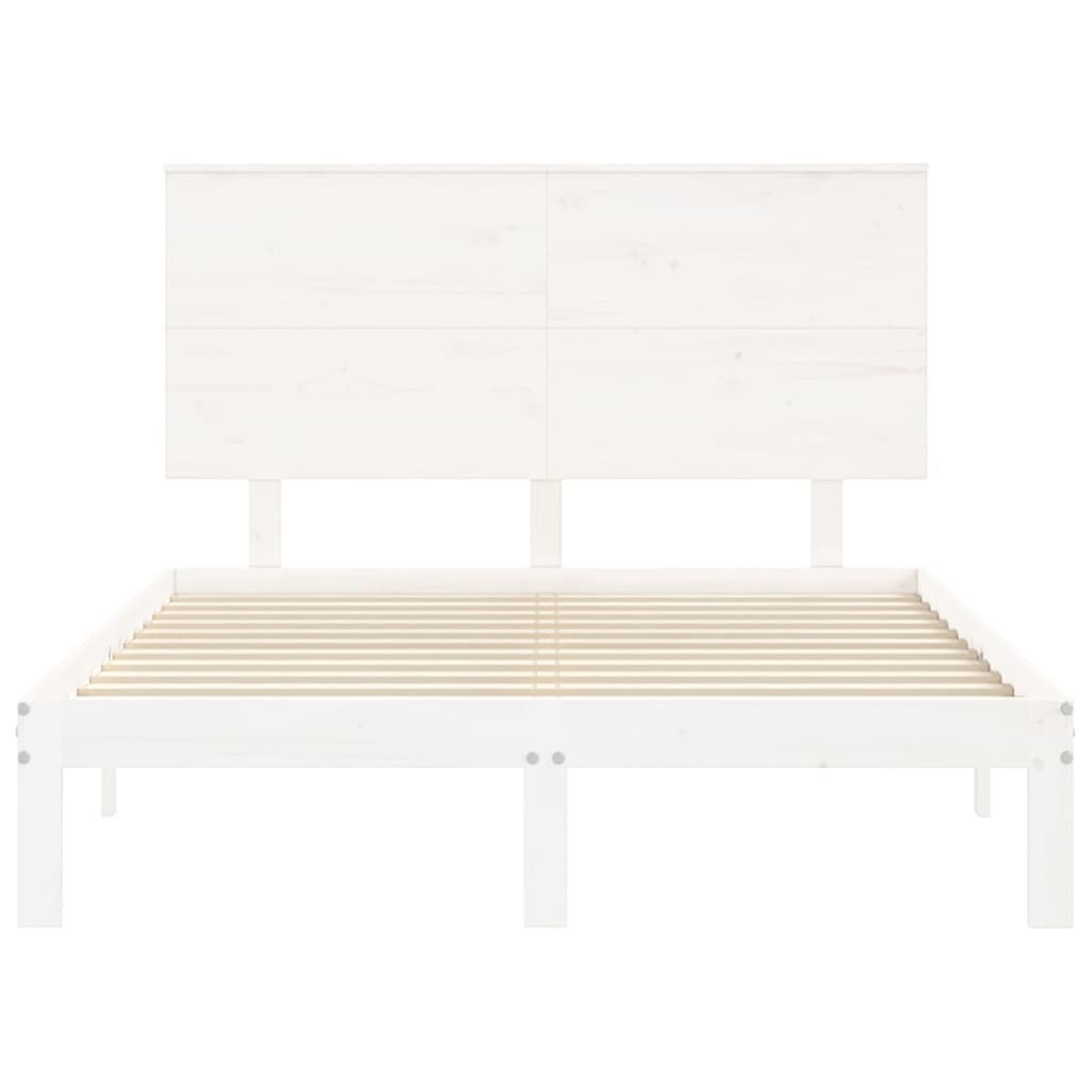 Cadre de lit sans matelas blanc 140x200 cm bois de pin massif - XIOS