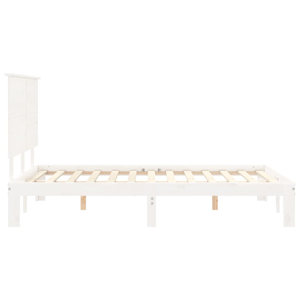 Cadre de lit sans matelas blanc 140x200 cm bois de pin massif - XIOS