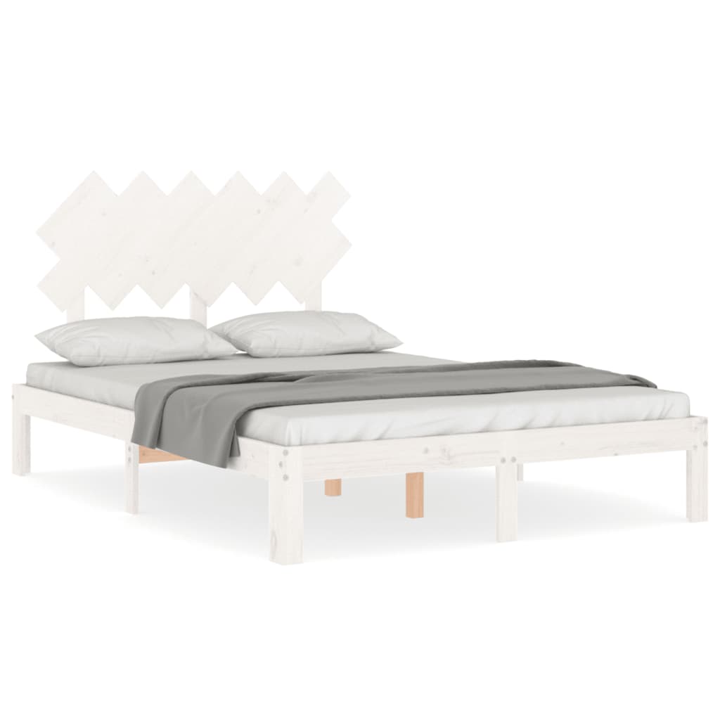 Cadre de lit sans matelas blanc bois de pin massif - XIOS