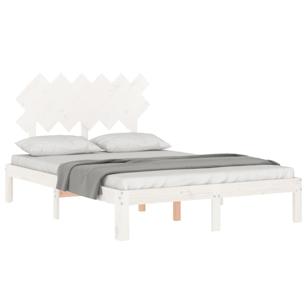 Cadre de lit sans matelas blanc bois de pin massif - XIOS