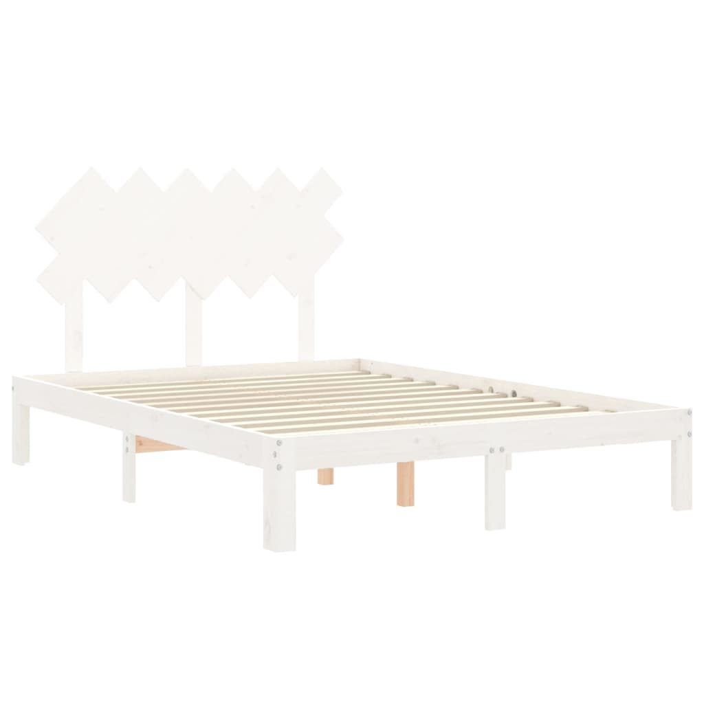 Cadre de lit sans matelas blanc bois de pin massif - XIOS