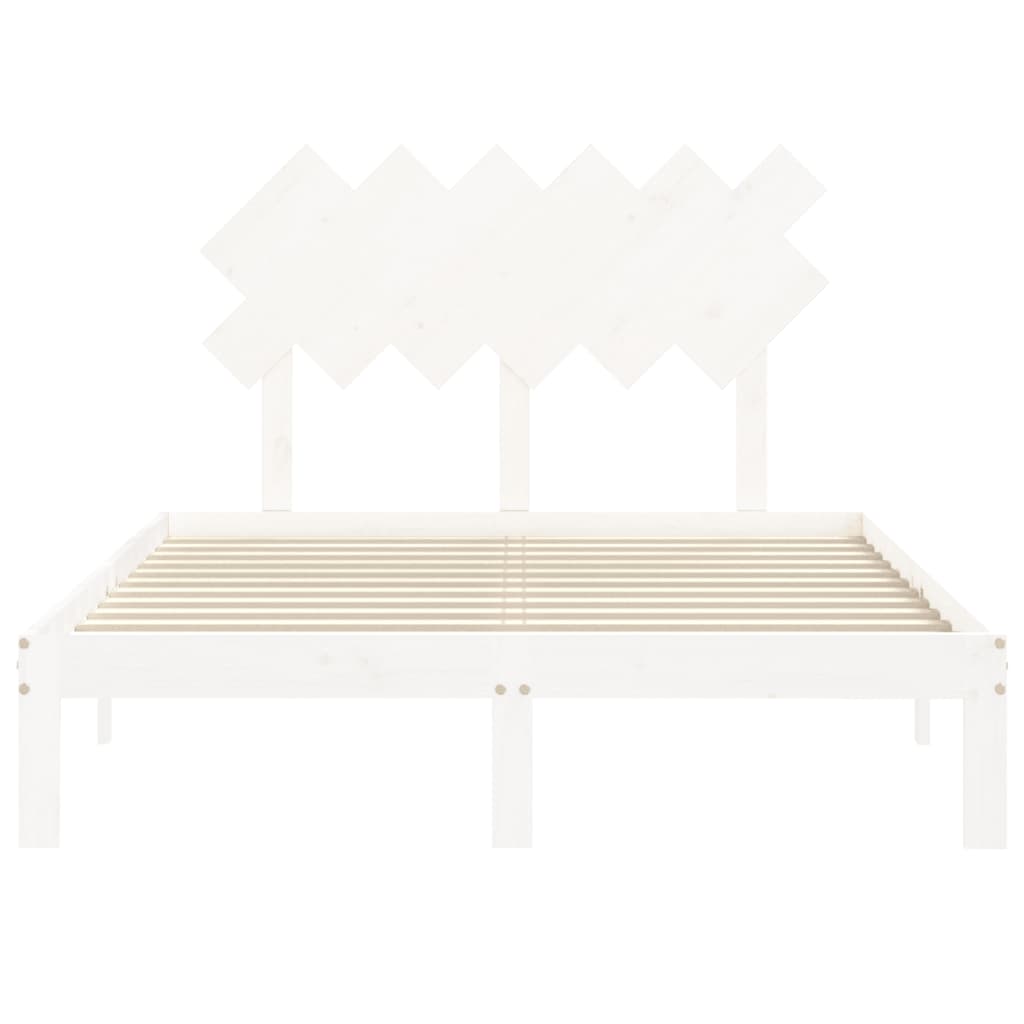 Cadre de lit sans matelas blanc bois de pin massif - XIOS