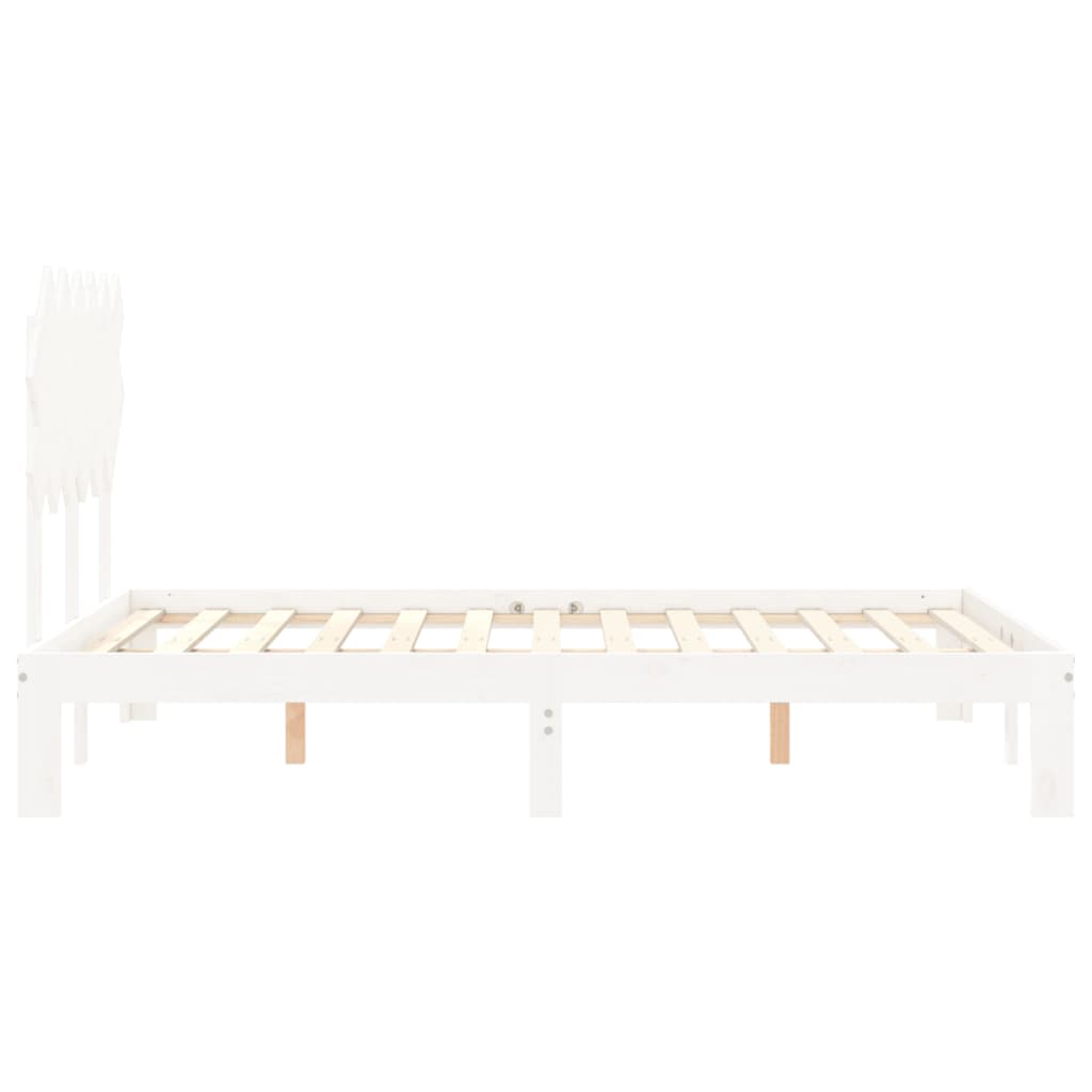 Cadre de lit sans matelas blanc bois de pin massif - XIOS