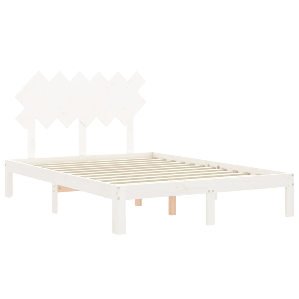 Cadre de lit sans matelas blanc bois de pin massif - XIOS