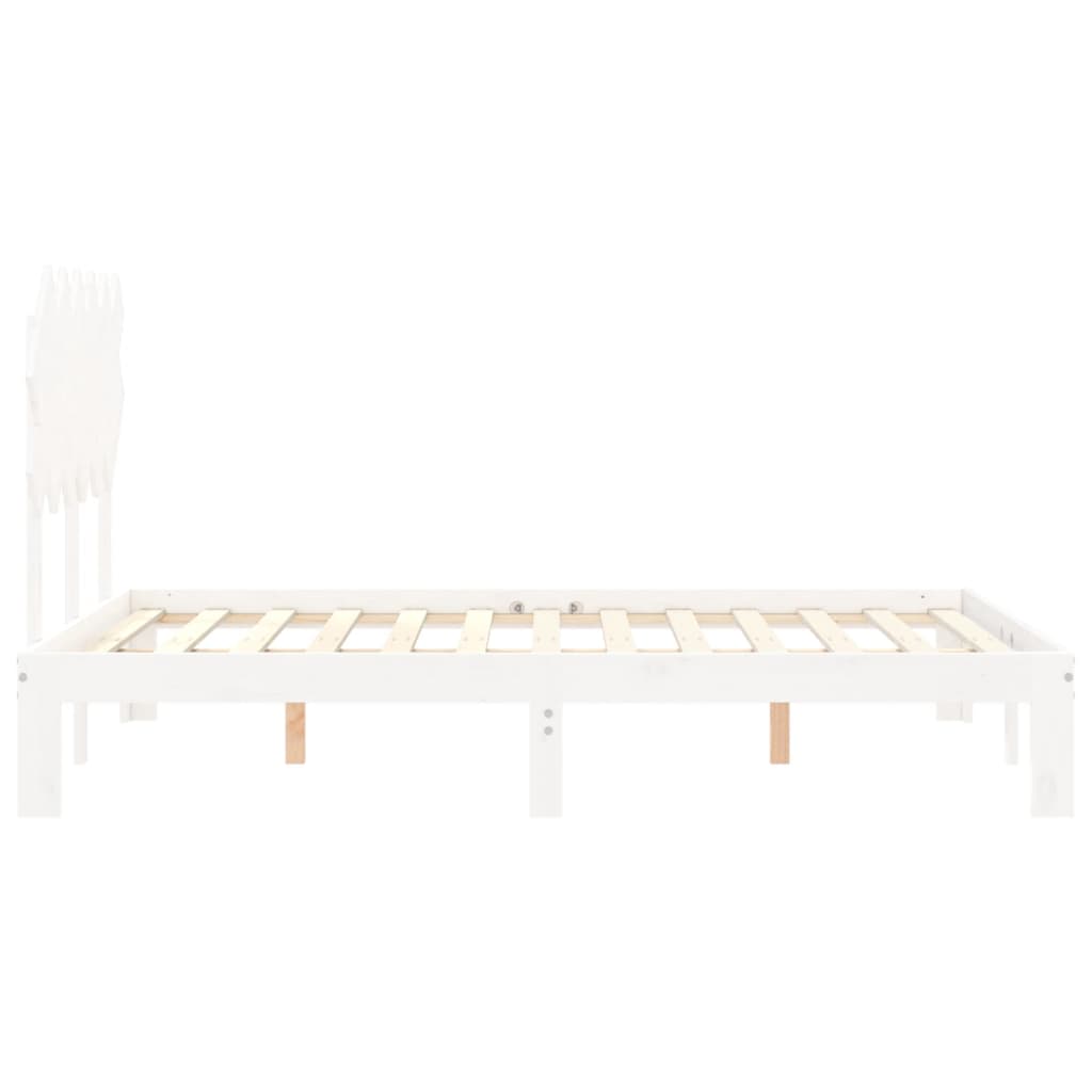 Cadre de lit sans matelas blanc bois de pin massif - XIOS